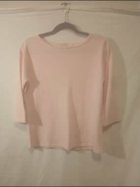 Kerri & Kelsey Light Pink Boat Neck Sweater Medium 3/4 Sleeve Soft Knit Top
